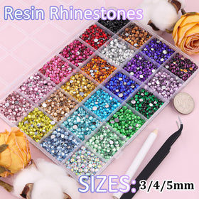 TINKRSTUFF close-up of resin rhinestone facets showing bright sparkle and durable resin finish