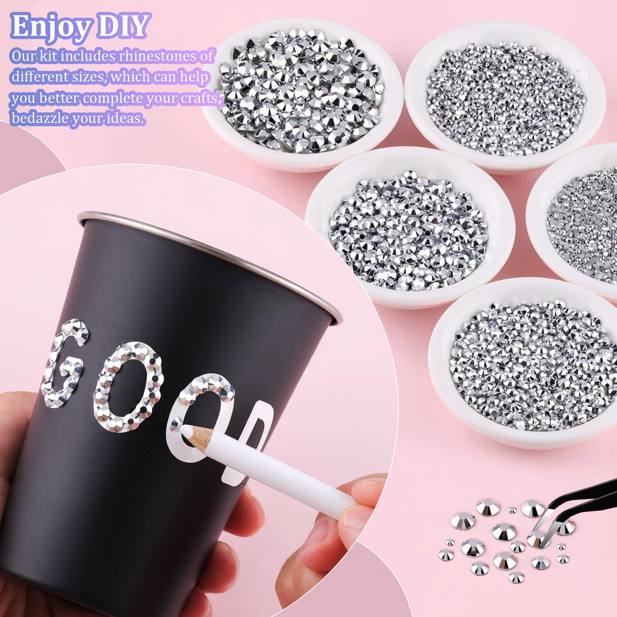 TINKRSTUFF close-up of rhinestone coating highlighting durable shine and lightweight resin