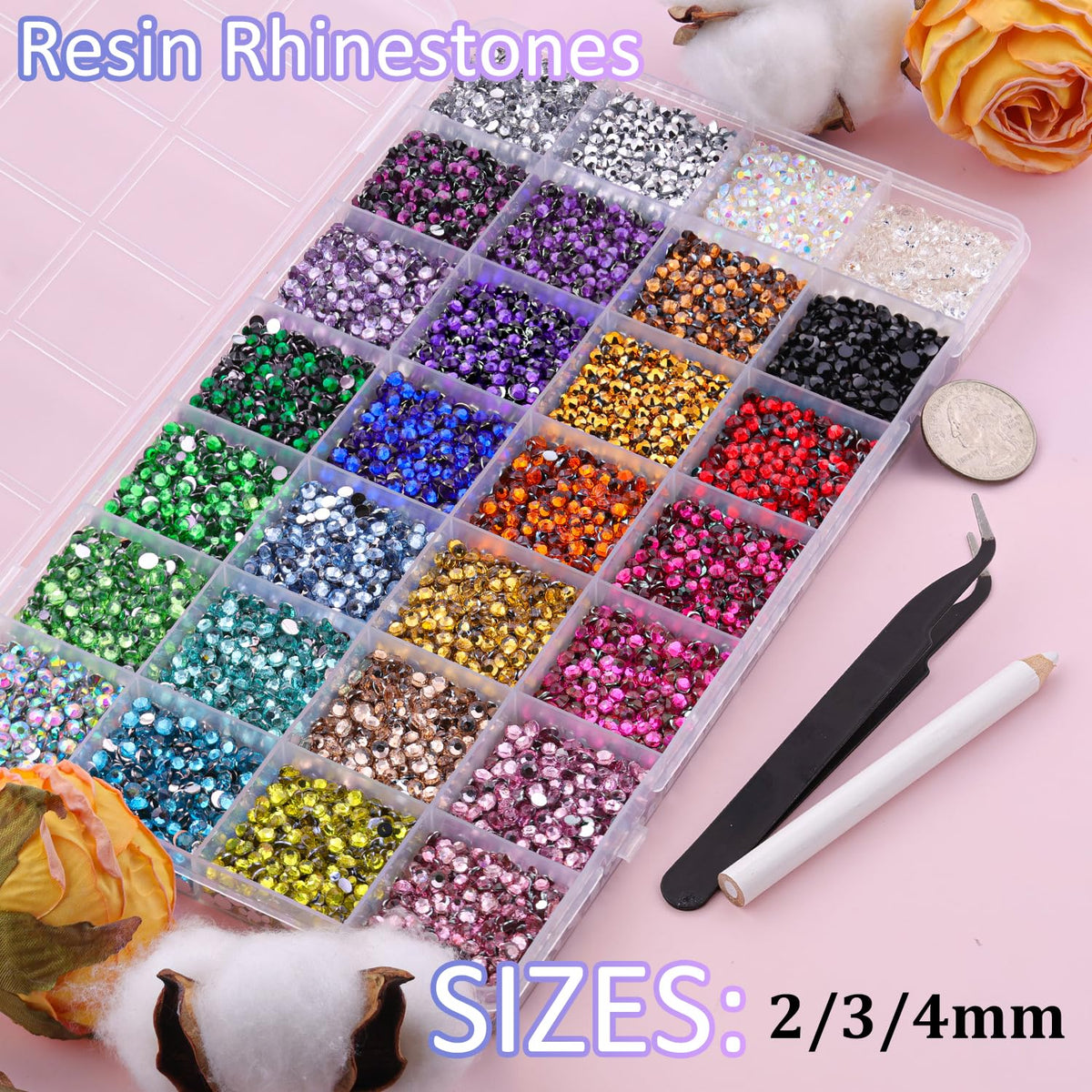 TINKRSTUFF close-up of faceted resin rhinestones highlighting bright reflective sparkle