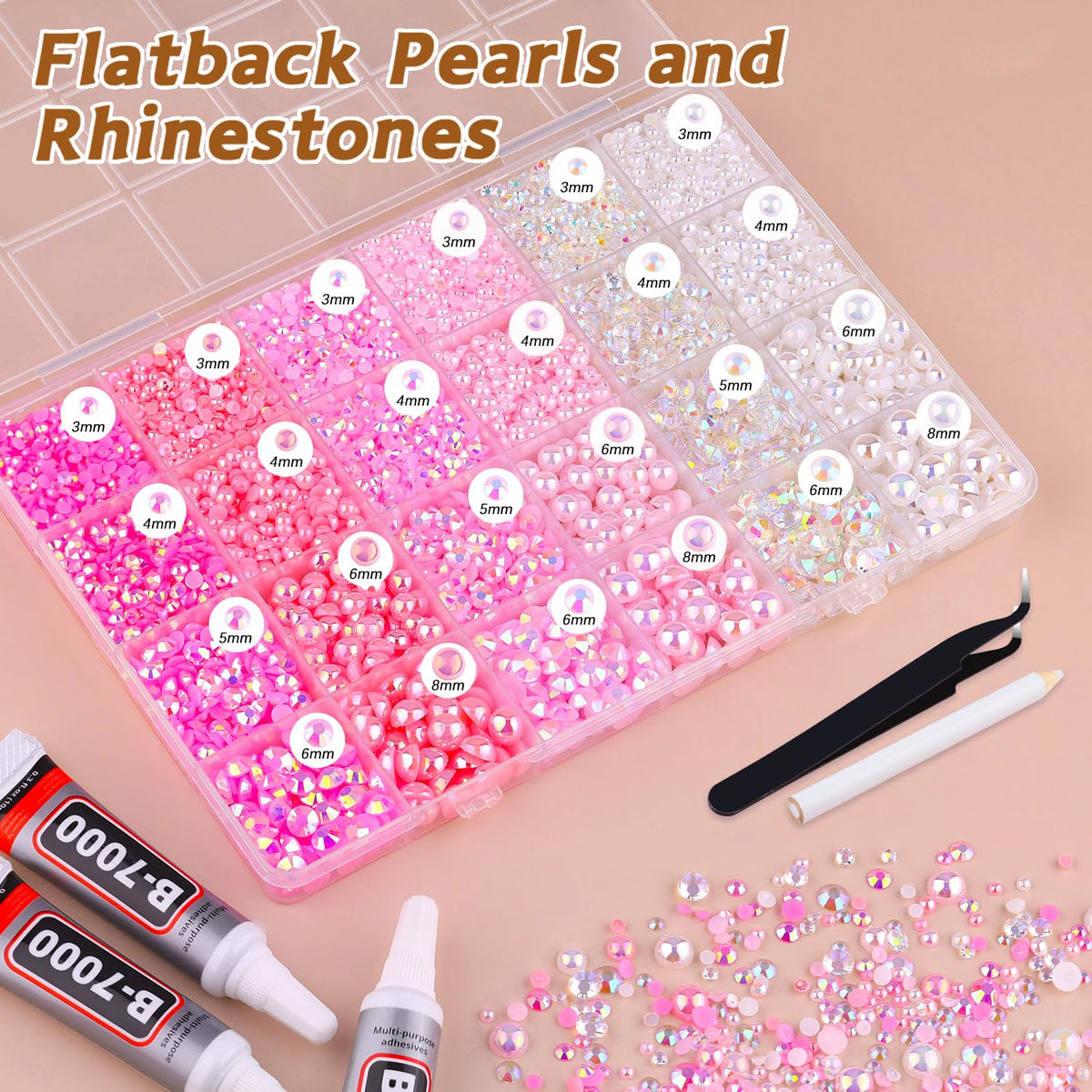 TINKRSTUFF close-up of pink AB rhinestones showing colorful sparkle