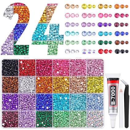 TINKRSTUFF front box with 24 grids showing organized multicolor gems and easy access