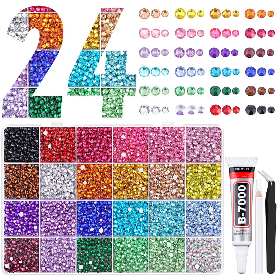 TINKRSTUFF front box with 24 grids showing organized multicolor gems and easy access