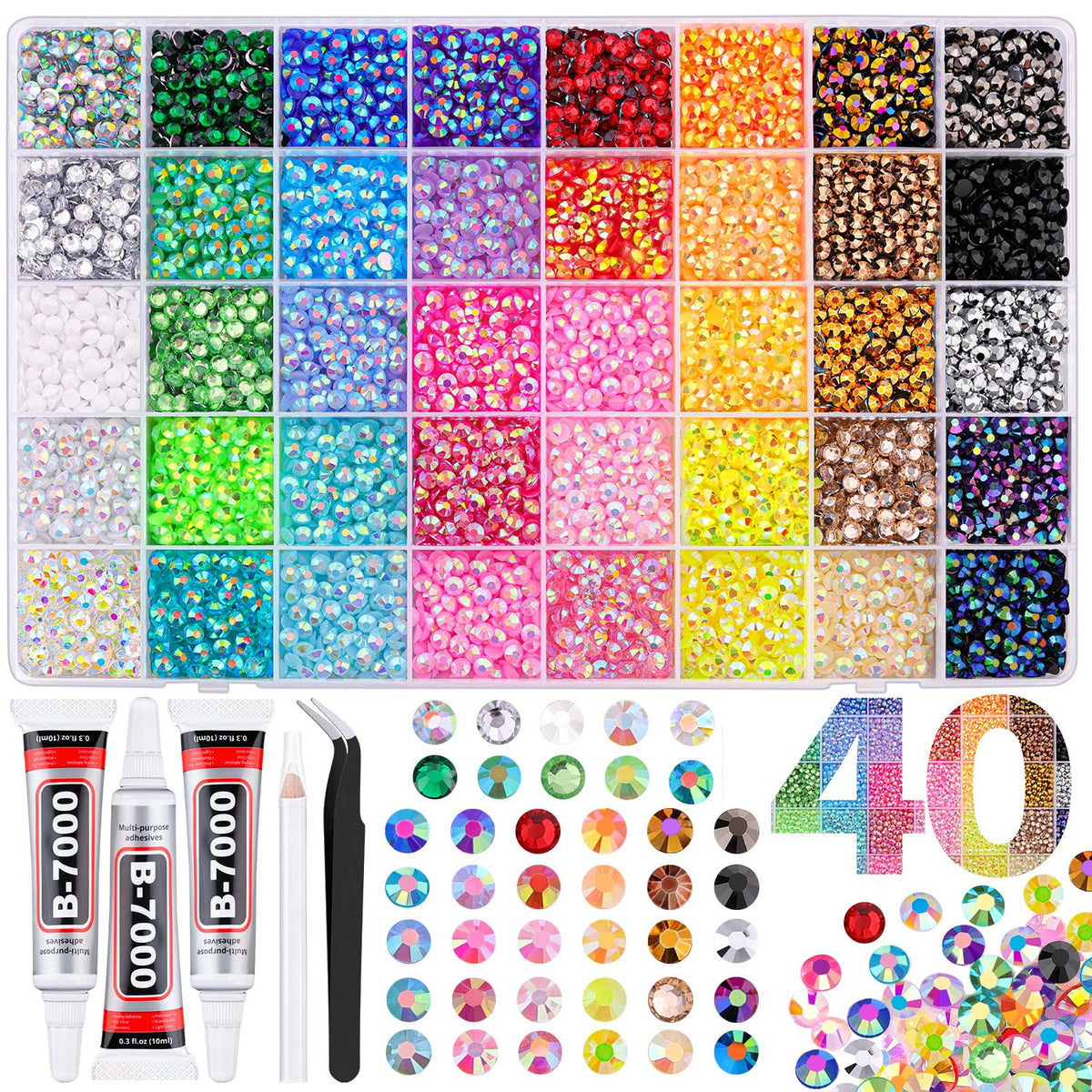 TINKRSTUFF front packaging showing 10,000 rhinestones and tools for large projects