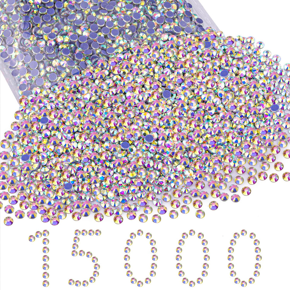 TINKRSTUFF front packaging showing 15000 SS10 AB rhinestones for bulk crafting