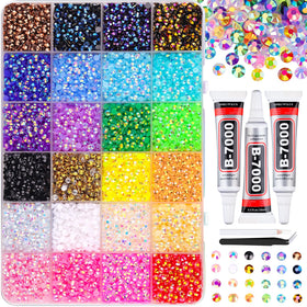 TINKRSTUFF front packaging box showing 24 compartments and mixed-color gems for organized crafting