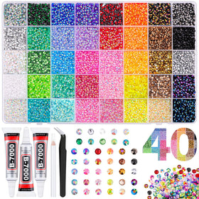 TINKRSTUFF front packaging showing 40 color grids and included tools for instant crafting