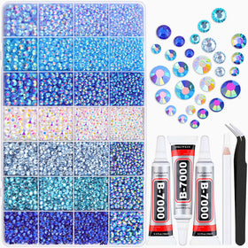 TINKRSTUFF front packaging showing blue rhinestone kit and included tools for easy crafting