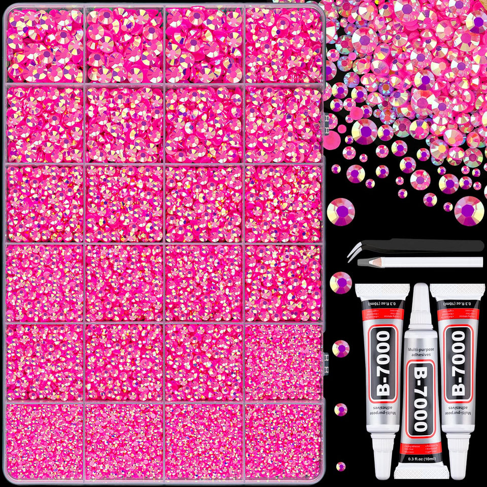 TINKRSTUFF front packaging showing hot pink AB rhinestones and tools for quick start