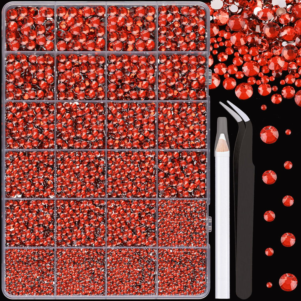 TINKRSTUFF front packaging showing 24-grid box and red rhinestones for easy storage