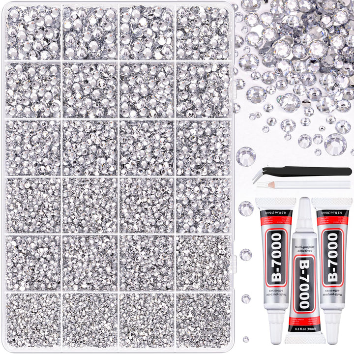 TINKRSTUFF front packaging of rhinestone kit showing contents and benefit of organized storage