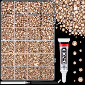 TINKRSTUFF front packaging showing champagne rhinestones and tools for easy project start