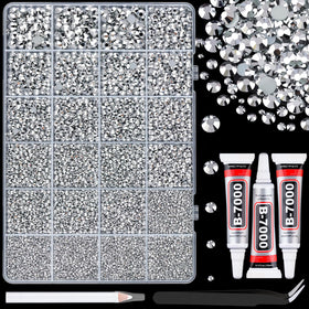 TINKRSTUFF front packaging showing full 24-grid rhinestone kit and tools for instant crafting