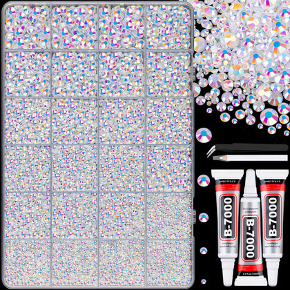TINKRSTUFF front view of packed 24-grid box showing organized rhinestones and tools for efficient crafting