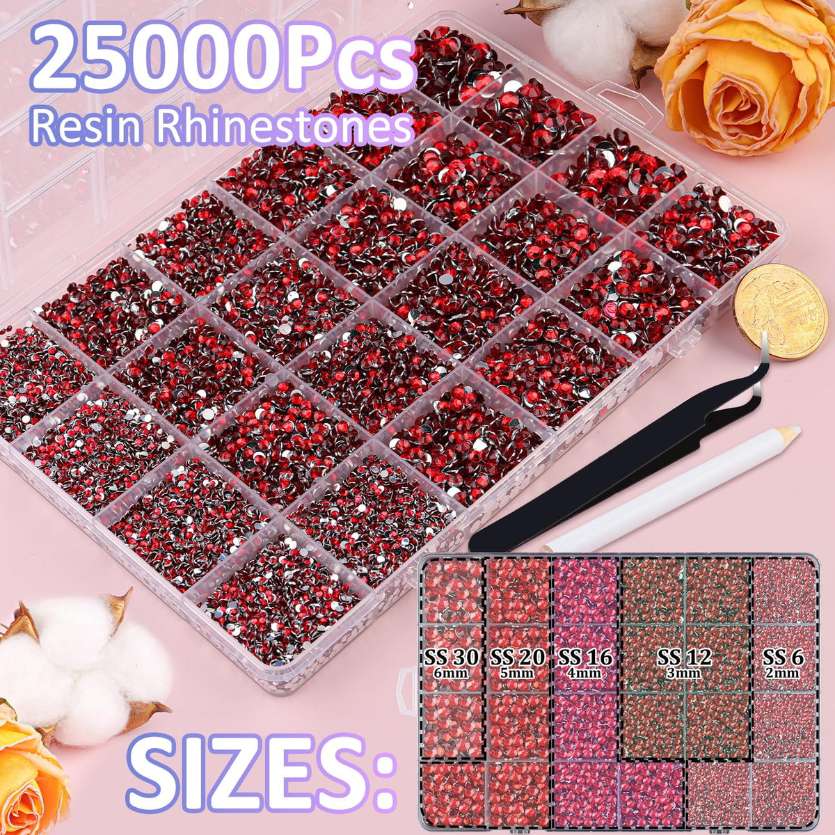 TINKRSTUFF close-up of separated grids with mixed 2–6mm sizes for quick selection