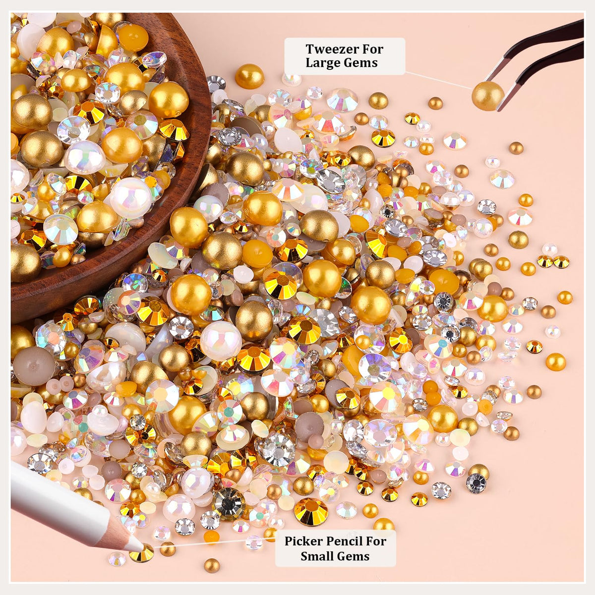 TINKRSTUFF pearls and rhinestones on nails delivering salon finish