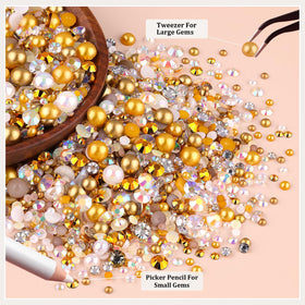 TINKRSTUFF pearls and rhinestones on nails delivering salon finish
