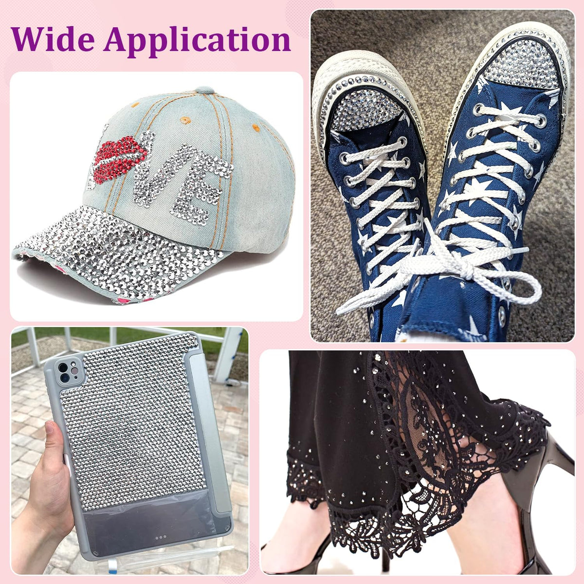 TINKRSTUFF rhinestones adhered to a tumbler showing decorative effect and secure bond