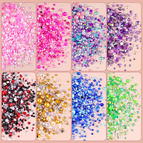 TINKRSTUFF nail art in use demonstrating pearls and rhinestones for polished designs