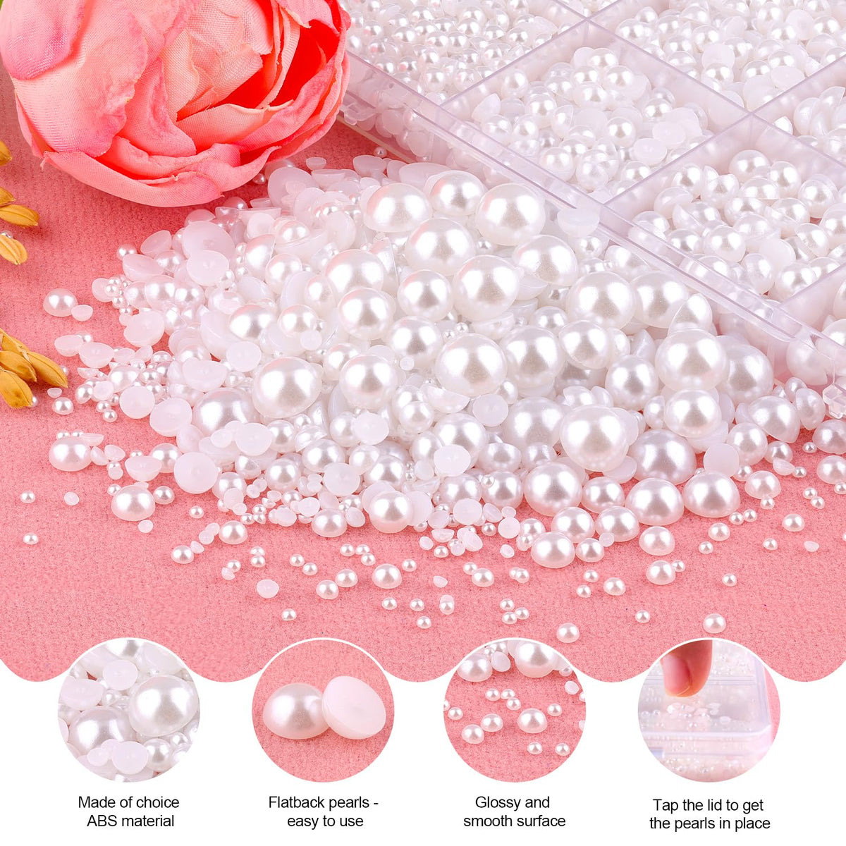 TINKRSTUFF open 24-grid storage box keeping mixed pearls sorted for projects