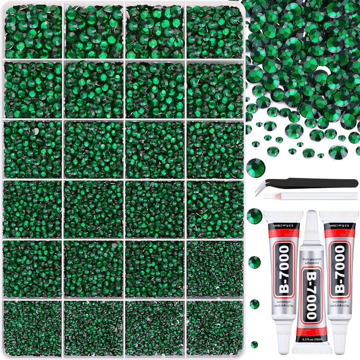 TINKRSTUFF package front view showing emerald rhinestones and included tools for large projects