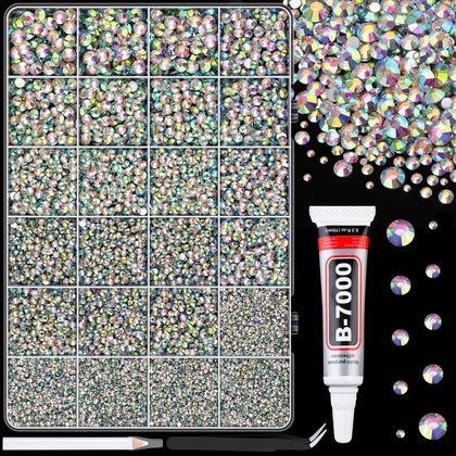TINKRSTUFF box overview showing 24 grids and 25000 rhinestones for organized crafting
