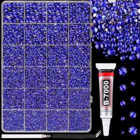 TINKRSTUFF package front showing 24-grid box and royal blue gems for easy organization