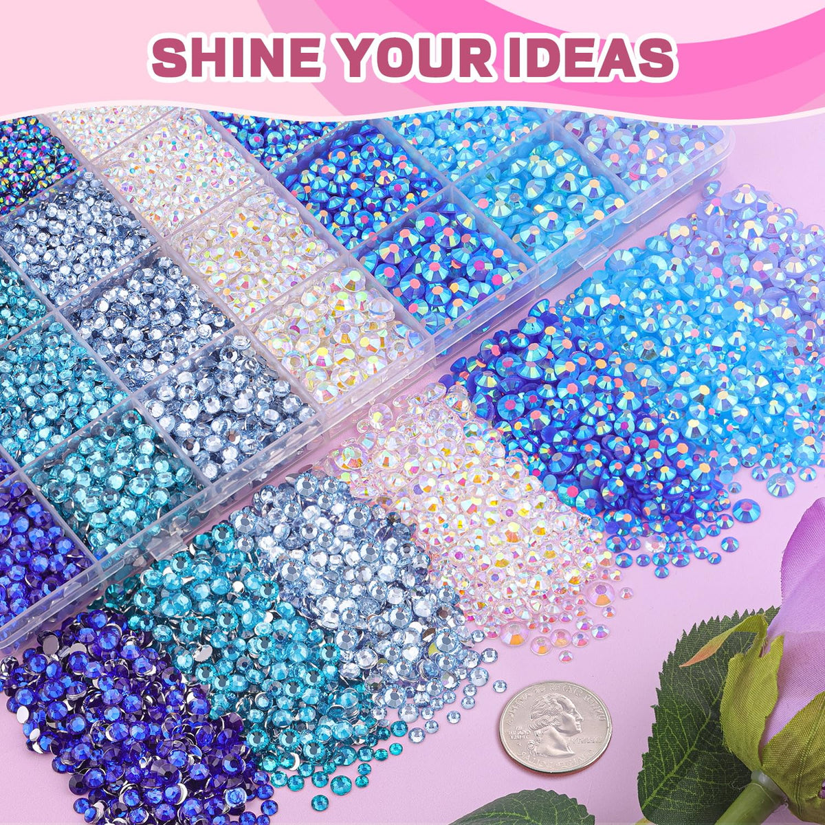 TINKRSTUFF hand holding different-sized gems showing scale and design versatility