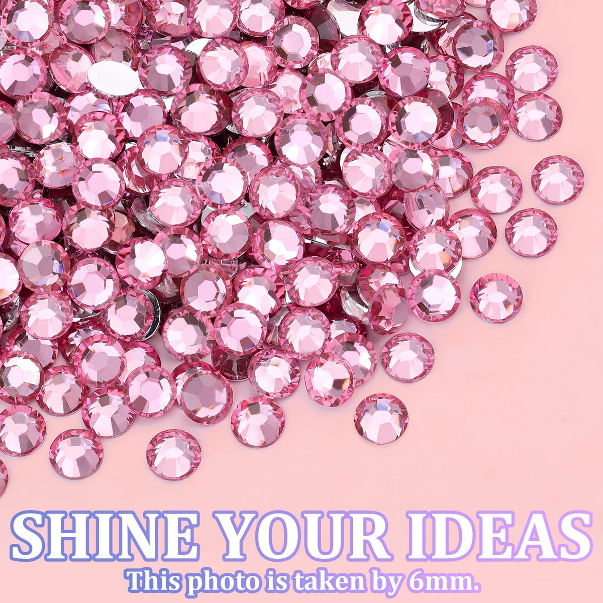 TINKRSTUFF rhinestones beside a ruler showing size range and scale for planning designs