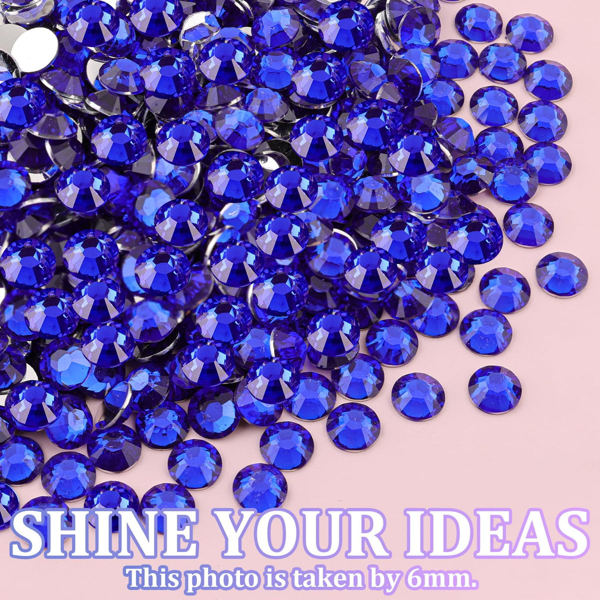 TINKRSTUFF rhinestones next to a coin illustrating size scale and planning convenience