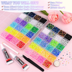 TINKRSTUFF open storage box with 24 grids displaying multicolor 3mm and 4mm gems for quick selection