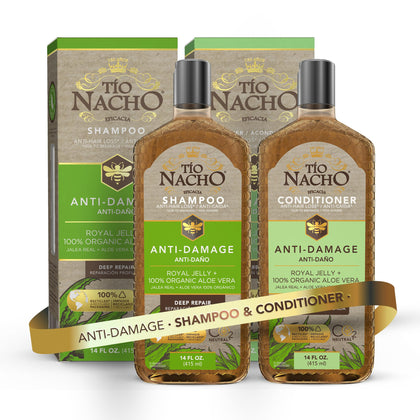 Tio Nacho front packaging showing shampoo and conditioner for visible repair