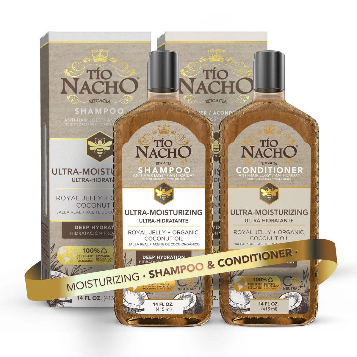 Tio Nacho front packaging showing full moisturizing set and benefits