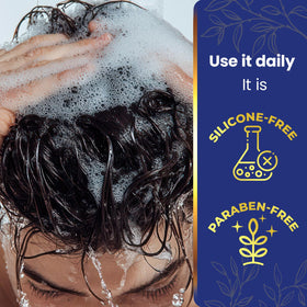 Tio Nacho in-shower use with hands massaging scalp for fuller-looking hair