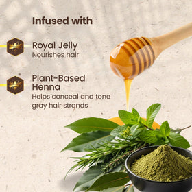 Tio Nacho henna and royal jelly ingredients display supporting gentle toning