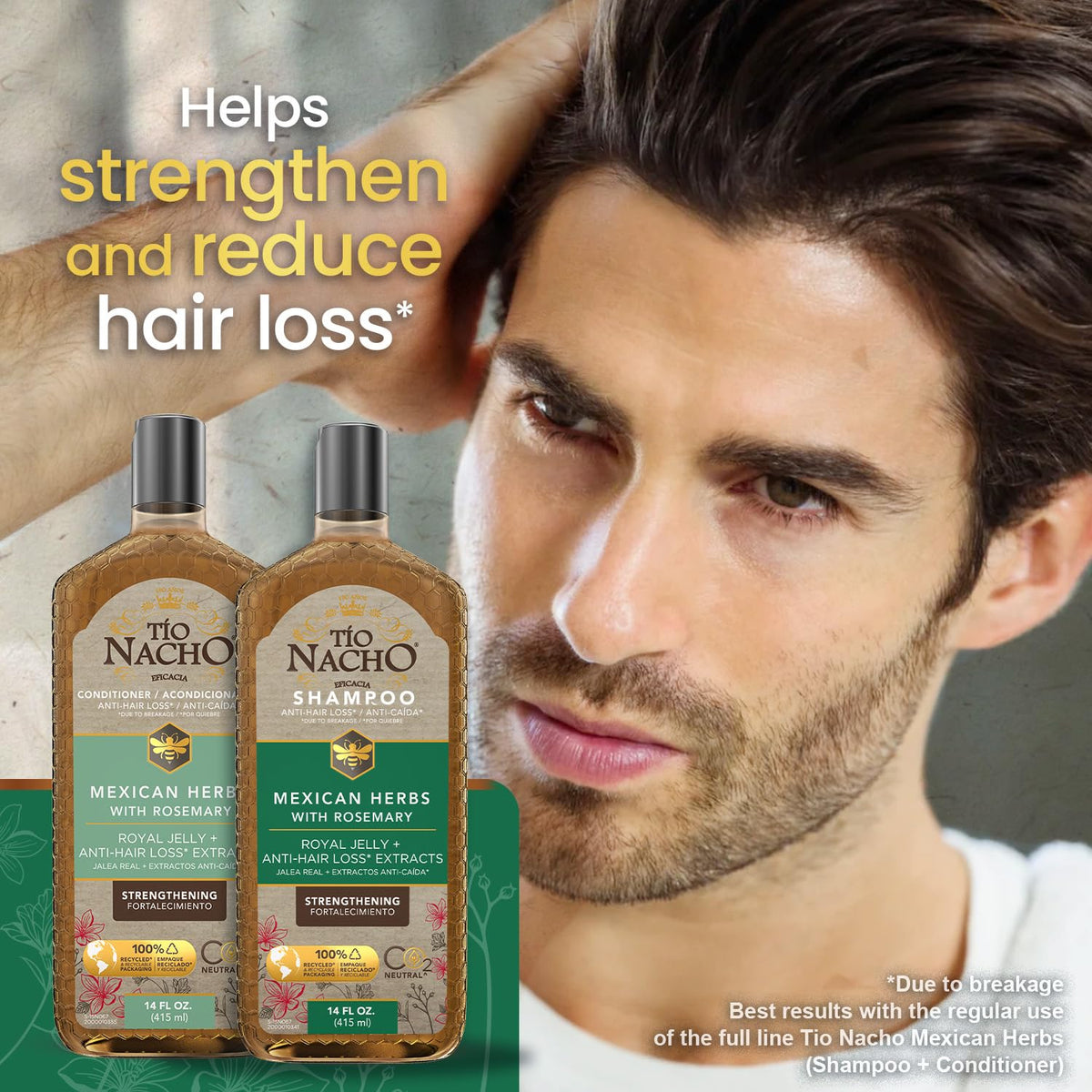 Tío Nacho shampoo pump producing lather to cleanse and strengthen hair