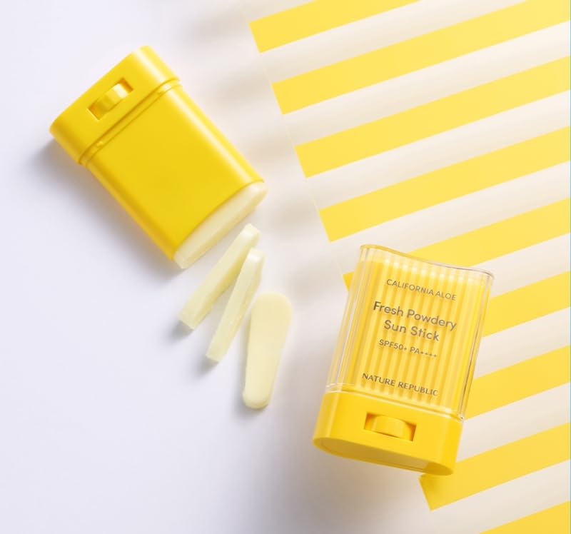 Tipiak sun stick applied over makeup demonstrating non-smudging touch-up