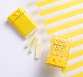 Tipiak sun stick applied over makeup demonstrating non-smudging touch-up