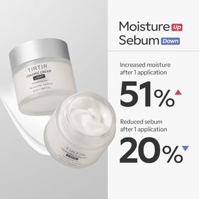 TIRTIR cream being applied to hand illustrating smooth absorption and barrier support