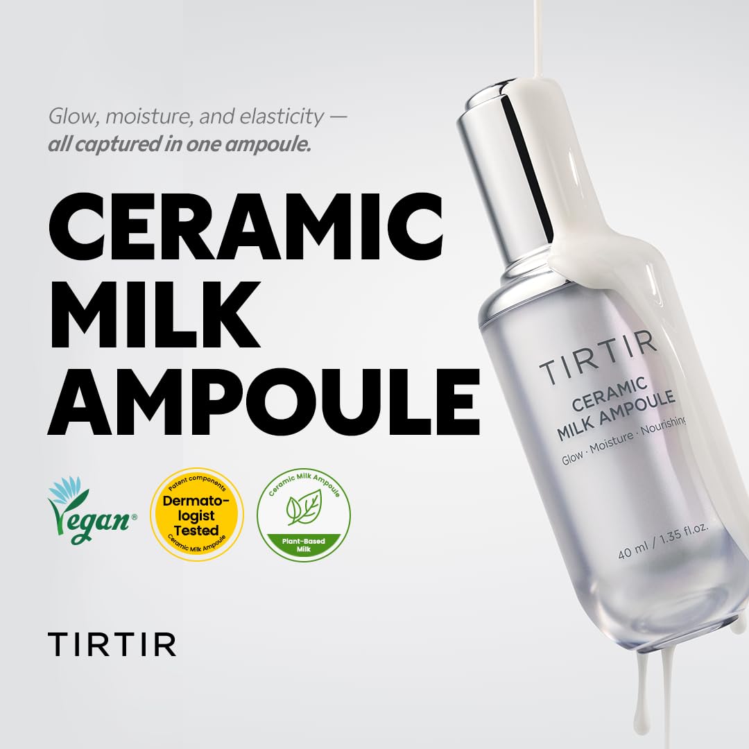 TIRTIR Ceramic Milk Ampoule pump detail demonstrating precise dispensing and hygienic use