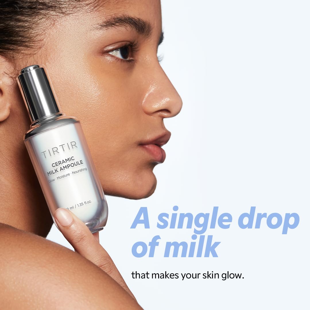 TIRTIR Ceramic Milk Ampoule creamy-milk texture closeup highlighting smooth absorbency