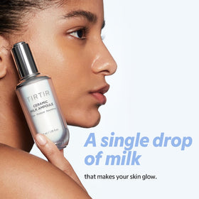 TIRTIR Ceramic Milk Ampoule creamy-milk texture closeup highlighting smooth absorbency