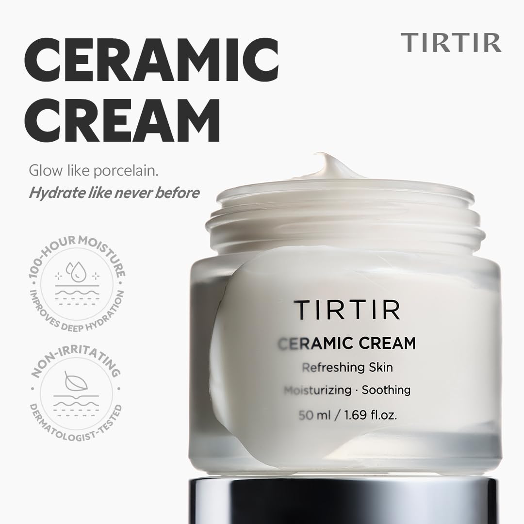 TIRTIR cream in hand showing size and easy-to-layer moisturization