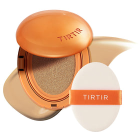 TIRTIR cushion compact open showing pad and mirror, easy touch-ups benefit