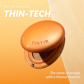 TIRTIR cushion in use applied to cheek showing natural-looking coverage