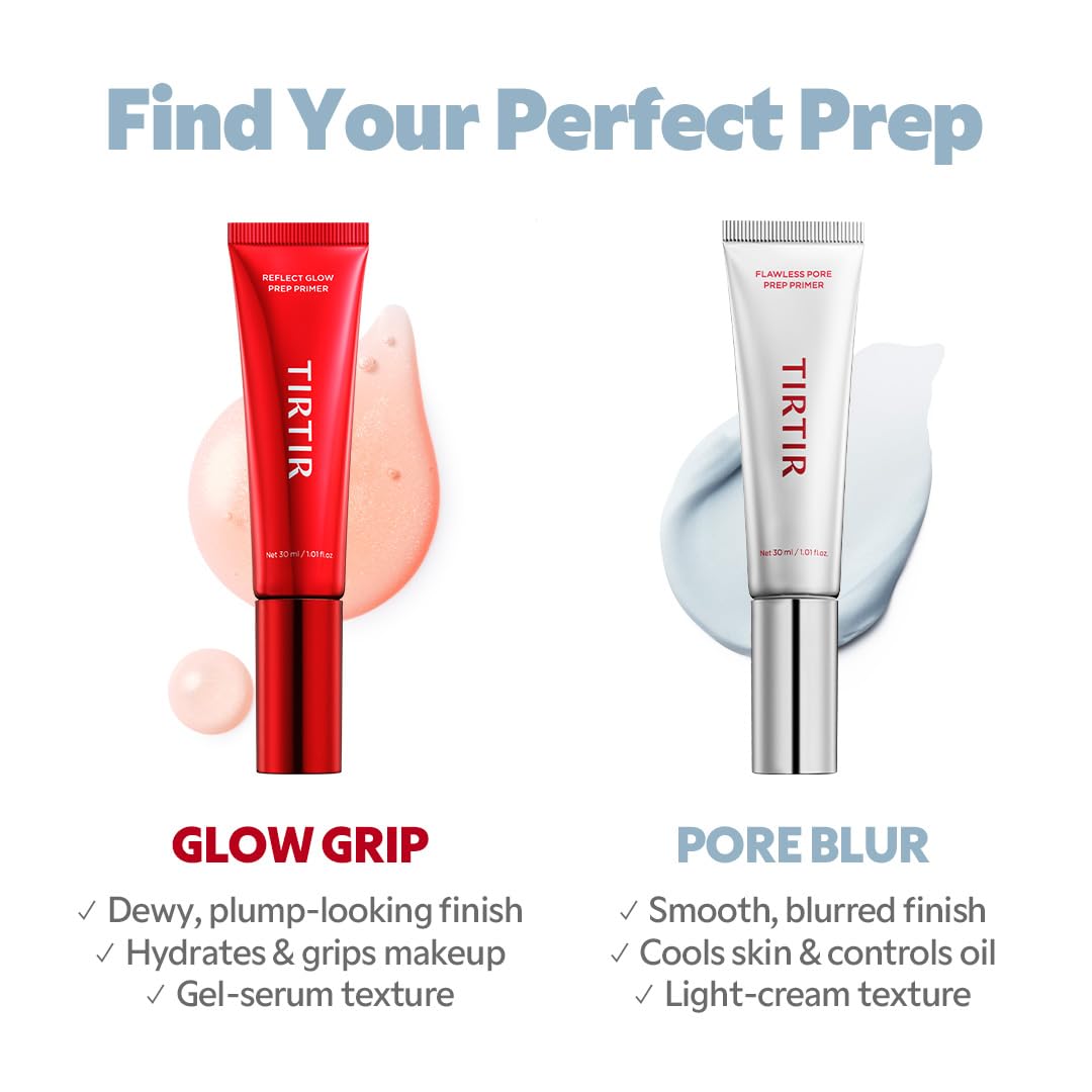 TIRTIR 30ml primer next to a coin for size comparison and travel-friendly benefit