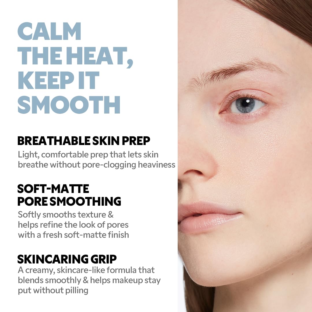 TIRTIR primer paired with foundation showing improved makeup adhesion