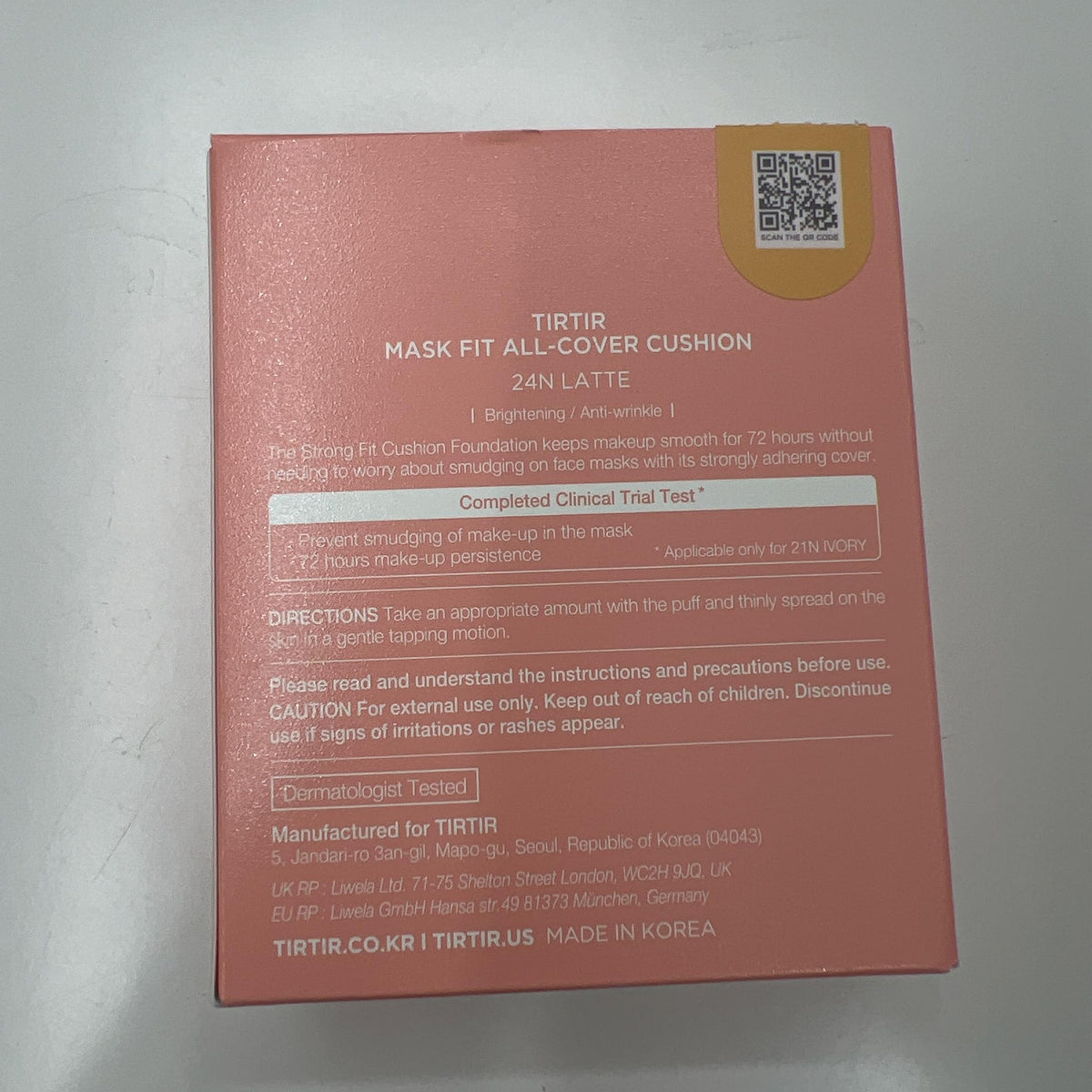 TIRTIR product label and ingredients emphasizing gentle formula benefits