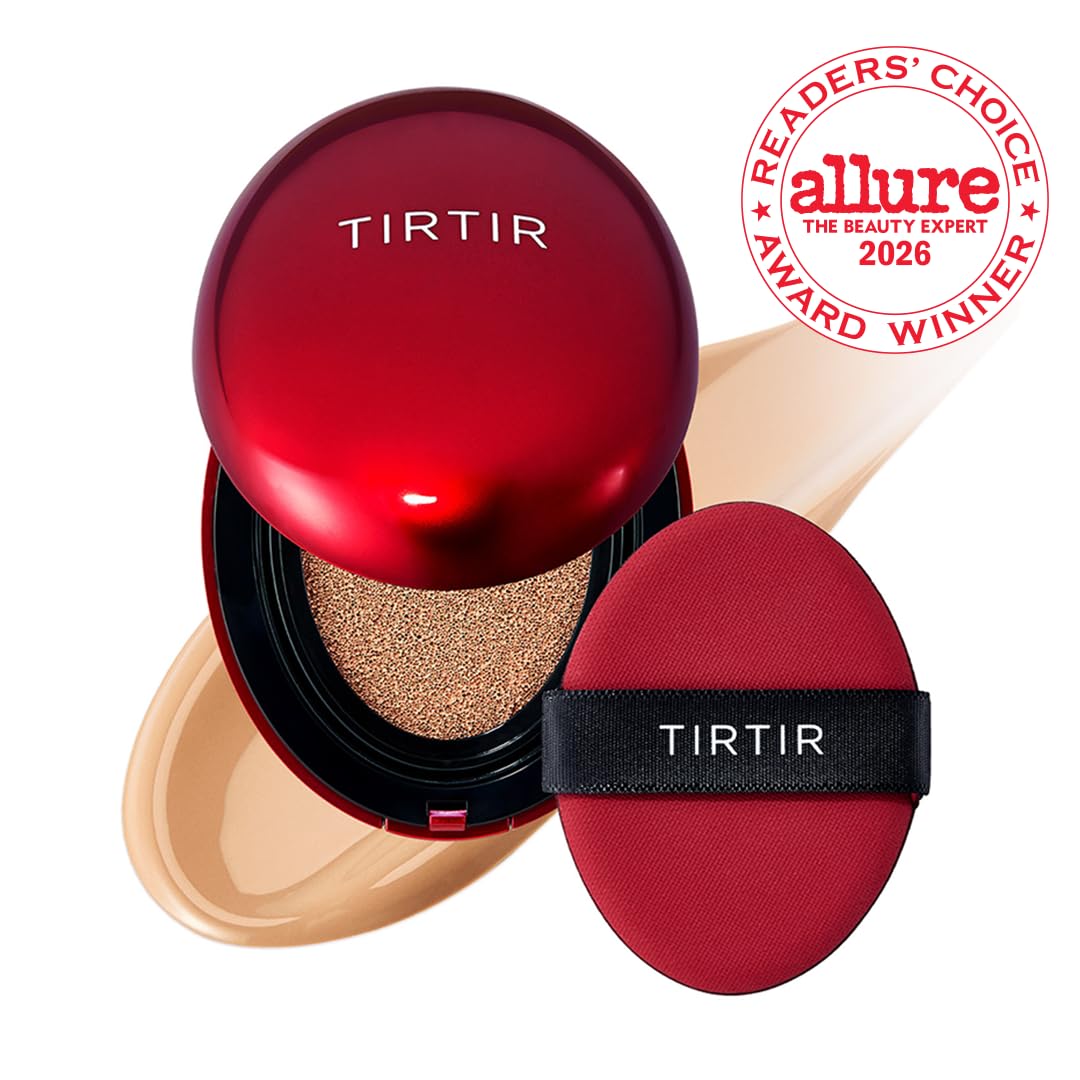 TIRTIR open compact with puff showing applicator and easy, quick application benefit