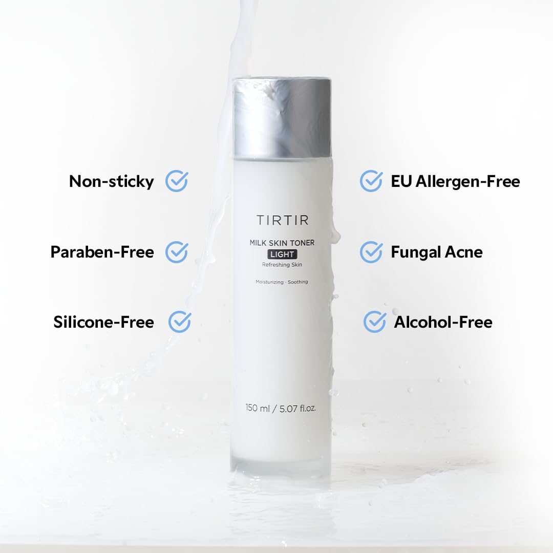 TIRTIR hand applying toner demonstrating quick absorption benefit non-sticky finish
