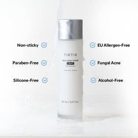 TIRTIR hand applying toner demonstrating quick absorption benefit non-sticky finish